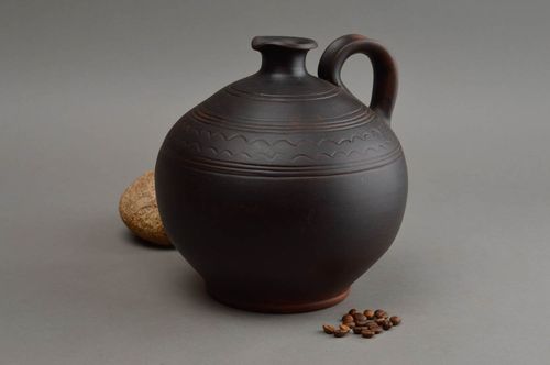 45 oz ceramic water carafe, wine pitcher with handle in the ancient Greek style, 7 inches, 2 lb - MADEheart.com