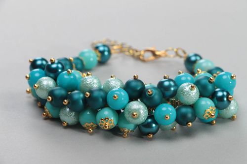 Unusual festive bracelet stylish turquoise accessories beautiful jewelry - MADEheart.com