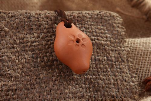 Handmade ceramic tin whistle pendant  - MADEheart.com