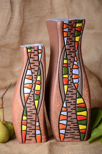 Vasi fiori fatti a mano in argilla vasi decorativi elementi decorativi 2 pezzi - MADEheart.com