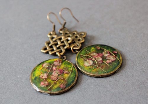 Metal earrings Dry flowers - MADEheart.com