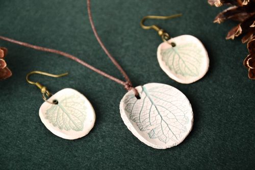 Stylish handmade dangling earrings clay pendant trendy accessories for women - MADEheart.com