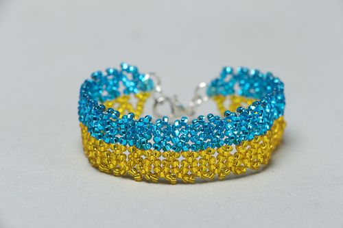 Pulsera de abalorios Azul y amarilla - MADEheart.com