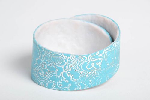 Handmade polymer clay bracelet wide bracelet blue plastic bracelet for women - MADEheart.com