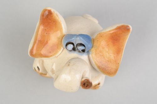 Petite figurine en céramique peinte de glaçure faite main éléphant décor - MADEheart.com