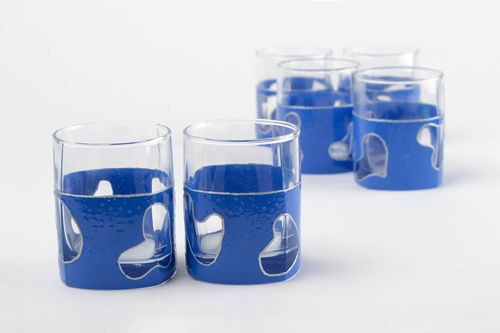 Designer set of bar shot glasses handmade decorated glassware ideas for bar - MADEheart.com