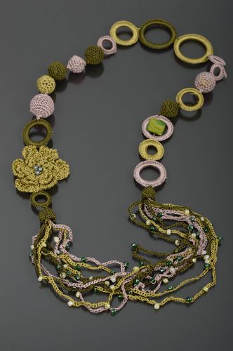Beautiful handmade crochet necklace gemstone bead necklace beautiful jewellery - MADEheart.com