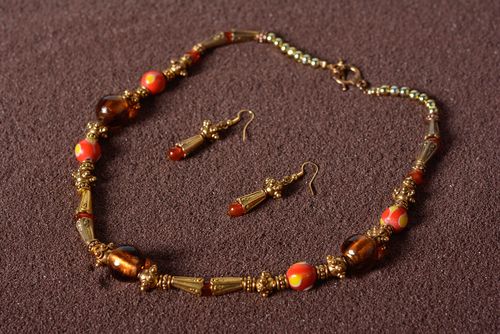 Schmuck Set handmade Modeschmuck Ohrringe Collier Halskette Edelstein Schmucke - MADEheart.com