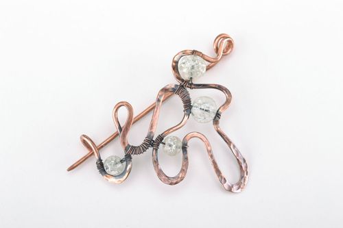 Wire wrap copper brooch - MADEheart.com
