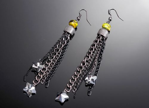 Metal earrings Chains & Stars - MADEheart.com