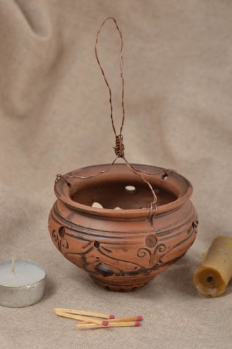 Portavelas de cerámica hecho a mano de barro sostenedor de velas regalo original - MADEheart.com