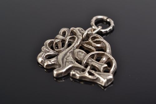 Handmade neck pendant cast of hypoallergenic metal alloy in ethnic style - MADEheart.com