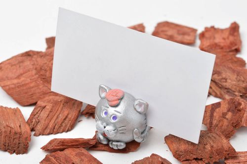 Unusual designer business card holder lovely silvery home decor ceramic present - MADEheart.com