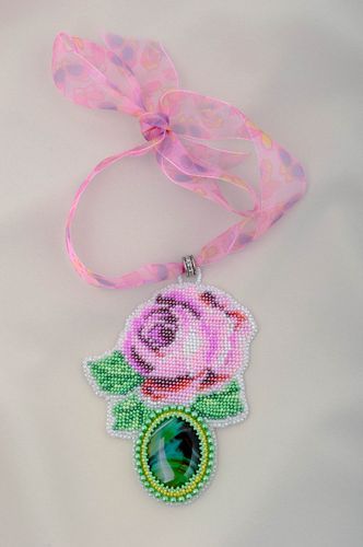 Handmade designer necklace unusual beaded necklace massive tender accessory - MADEheart.com