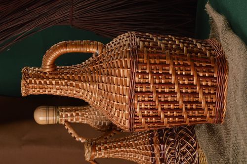 Handmade wicker bottle wine bottle kitchen decor housewarming presents - MADEheart.com