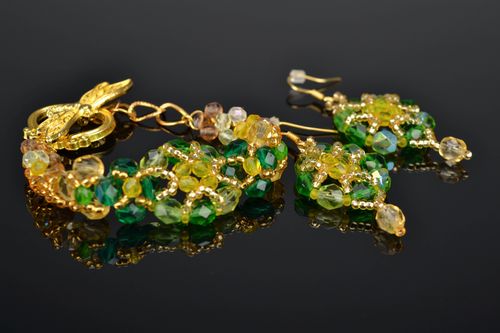 Beaded jewelry set of bracelet and earrings Spring - MADEheart.com