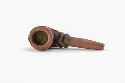 Petite pipe faite main originale en argile rouge accessoire design pour homme - MADEheart.com