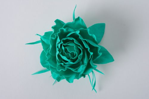 Designer Haarblüte Brosche aus Wildleder schön interessant künstlerisch handmade - MADEheart.com
