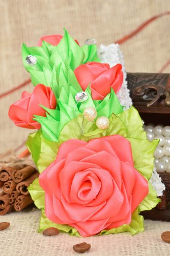 Haarband mit Blumen handgeschaffen breites Haarband schön Handgemachte Geschenke - MADEheart.com