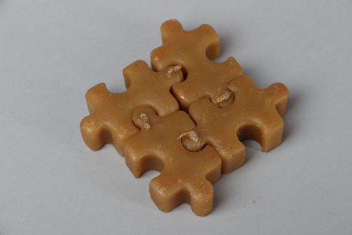 Four piece flat puzzle candle material wax non-toxic candle 3,54 inches, 0,21 lb - MADEheart.com