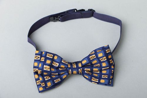 Синий галстук-бабочка ручной работы - MADEheart.com