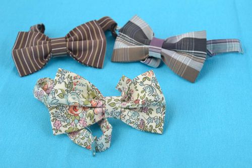 Set of 3 handmade designer fabric bow ties with adjustable straps - MADEheart.com