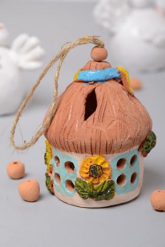 Beautiful handmade clay bell exclusive painted ceramic bell wall hanging ideas - MADEheart.com