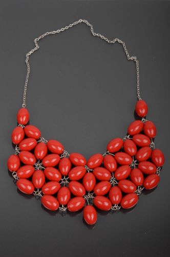 Grosse Kette handgemacht schöne Kette in Rot lange Kette Künstler Schmuck schön - MADEheart.com