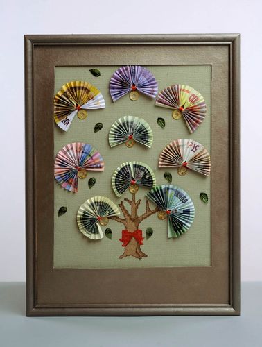 Tableau brodé à la main Arbre dargent - MADEheart.com