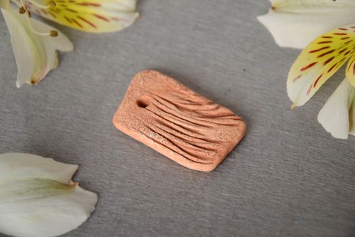 Pendentif dargile à peindre fait main marron style ethnique fourniture bijou - MADEheart.com