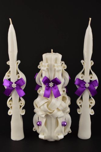 Handmade candles openwork paraffin candles unusual gift set of candles  - MADEheart.com