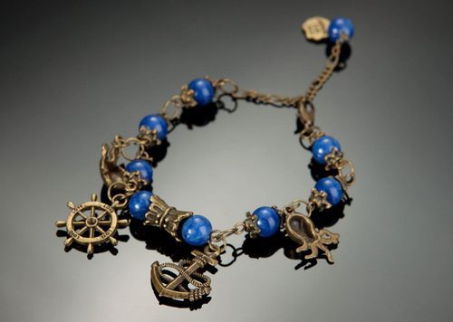 Bronze bracelet with lazurite - MADEheart.com