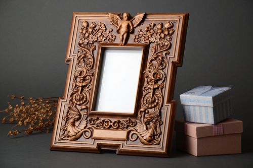 Handmade wooden photo frame with carving 10x15 - MADEheart.com