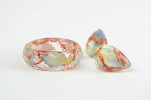 Schmuck Set handmade Ohrstecker Blumen Ring Damen Mode Accessoires modisch  - MADEheart.com