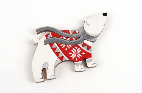 Брошь ручной работы деревянная брошь в виде медведя красивая брошь расписная  - MADEheart.com