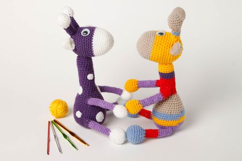 Handmade bright crocheted toys unusual stylish soft toys 2 beautiful toys - MADEheart.com