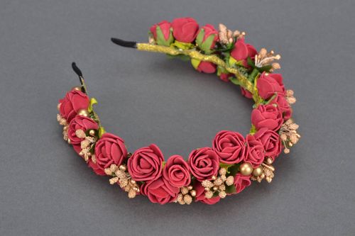 Stoff Haarreif mit Rosen aus Foamiran - MADEheart.com