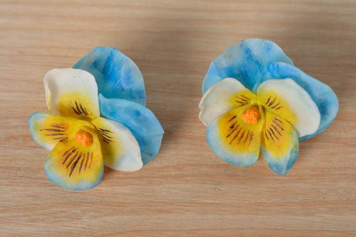Beautiful stylish handmade polymer clay flower stud earrings for girls - MADEheart.com