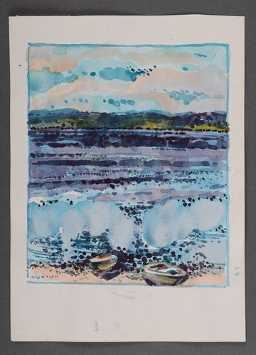 Tableau figuratif peint à laquarelle Bakota - MADEheart.com