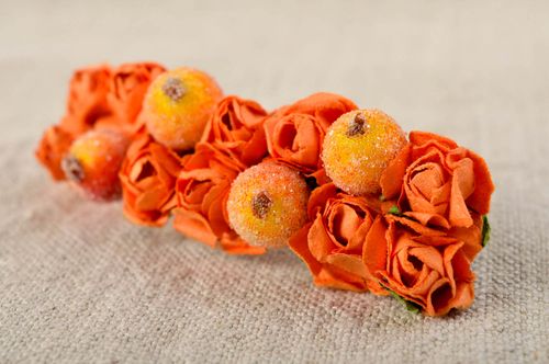 Аксессуар для волос украшение ручной работы заколка с цветком оранжевая - MADEheart.com