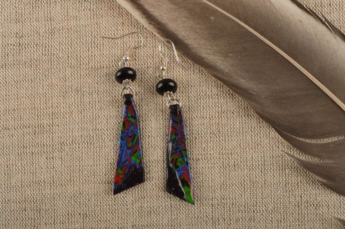 Boucles doreilles pendantes Bijou fait main longues pâte polymère Cadeau femme - MADEheart.com