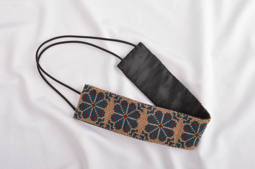 Bandeau cheveux femme fait main élastique en tissu brodé Cadeau original - MADEheart.com