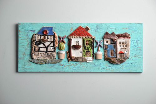 Ceramic triptych panel City - MADEheart.com