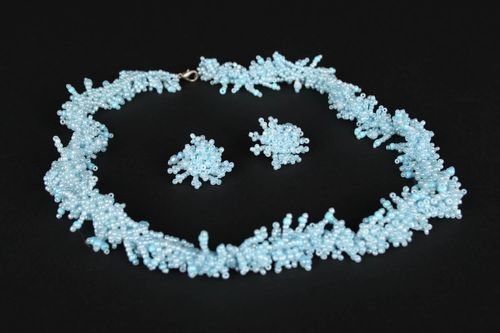 Boucles doreilles bleues Collier fait main Accessoires femme perles de rocaille - MADEheart.com