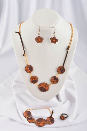 Set of polymer clay jewelry long earrings polymer clay necklace stylish bracelet - MADEheart.com