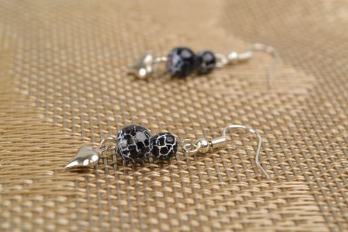 Metal earrings with agate Veins of Dragon - MADEheart.com