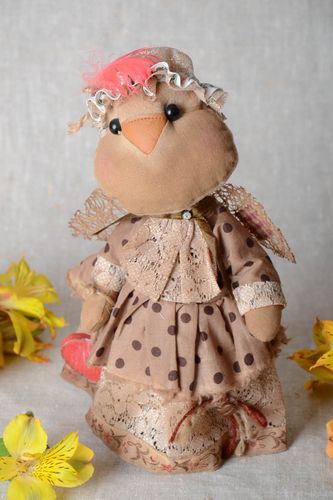 Nice handmade collectible flavored fabric soft toy bird with coffee and vanilla - MADEheart.com