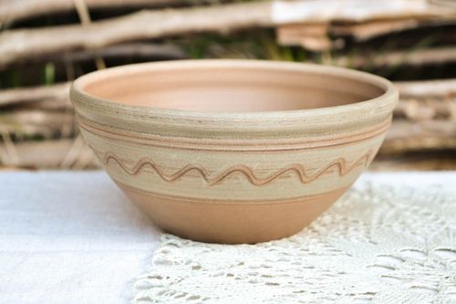 12 oz ceramic handmade soup bowl with hand-painted ornament 0,75 lb - MADEheart.com