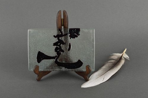 Statuette en verre Figurine décorative fait main support en bois Déco maison - MADEheart.com
