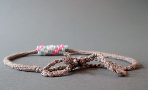 Bead necklace-braided strap, acrylic - MADEheart.com